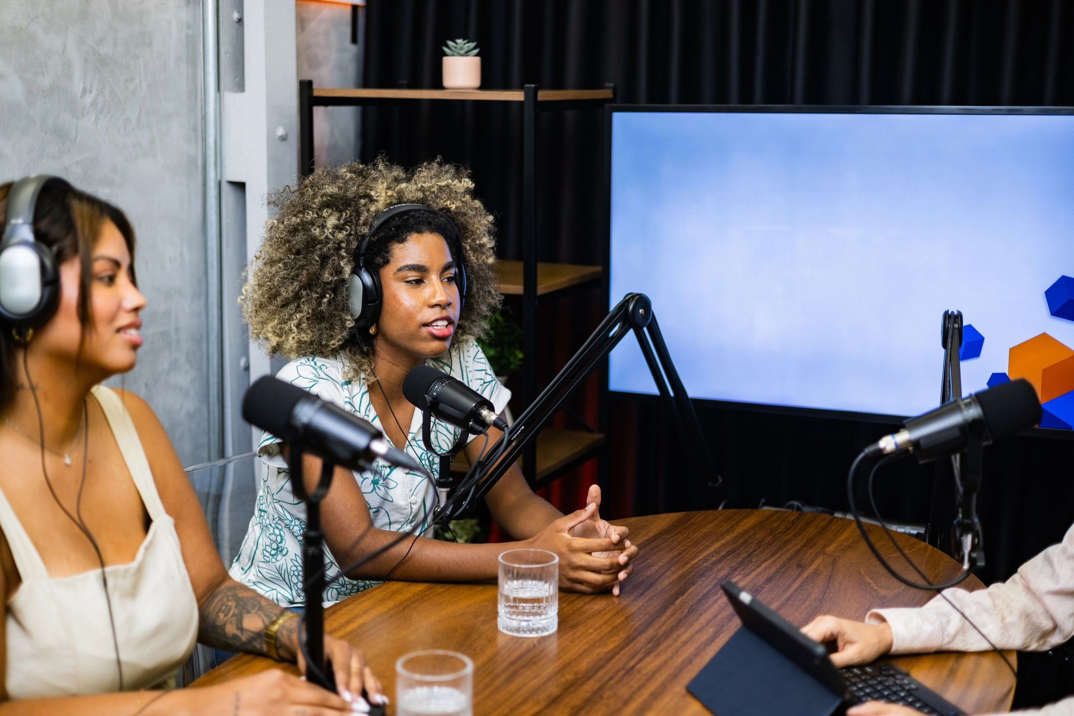 Production team collaborating during a live studio session